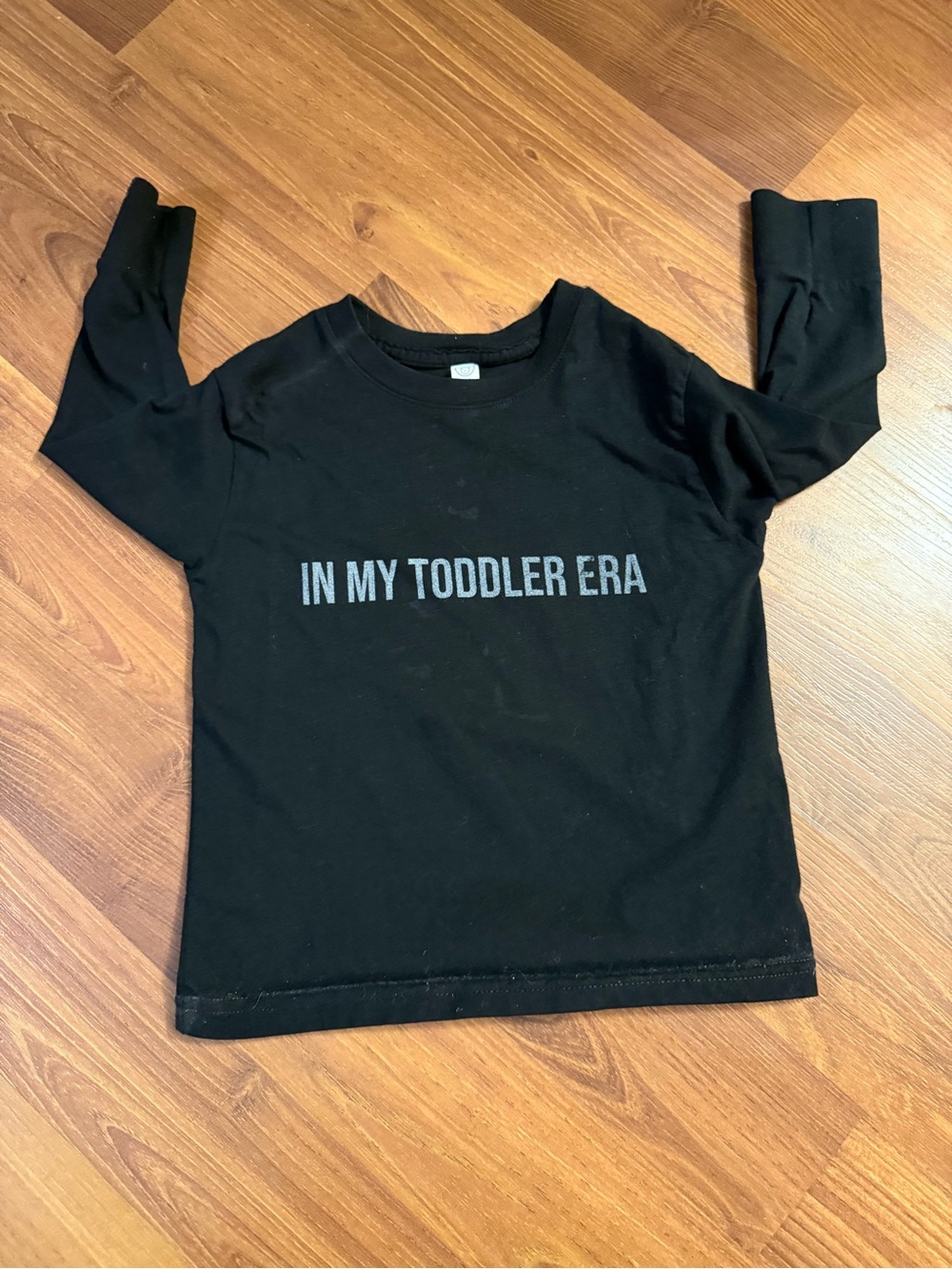 Rabbit Skins Black Long-Sleeve Tee with "In My Toddler Era" Graphic